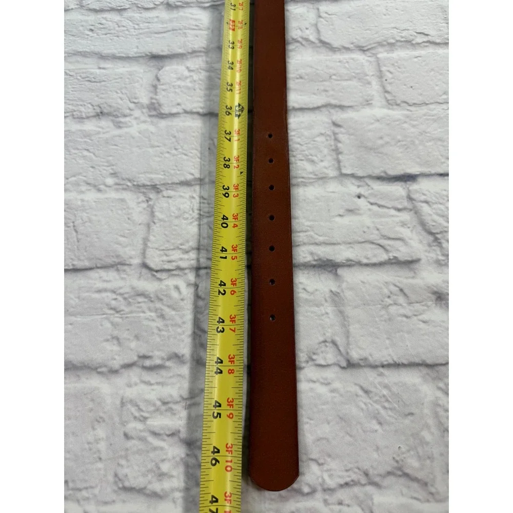 Leather Belt Womens 46 Brown Excellent Round Buckle Casual Accessory